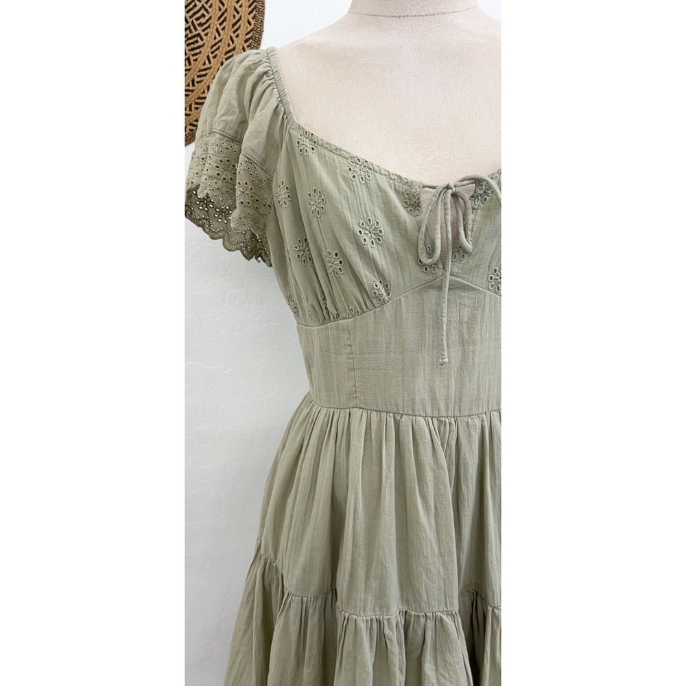 American Eagle babydoll dress sz S sage green cottage coquette core peasant boho - Picture 5 of 11